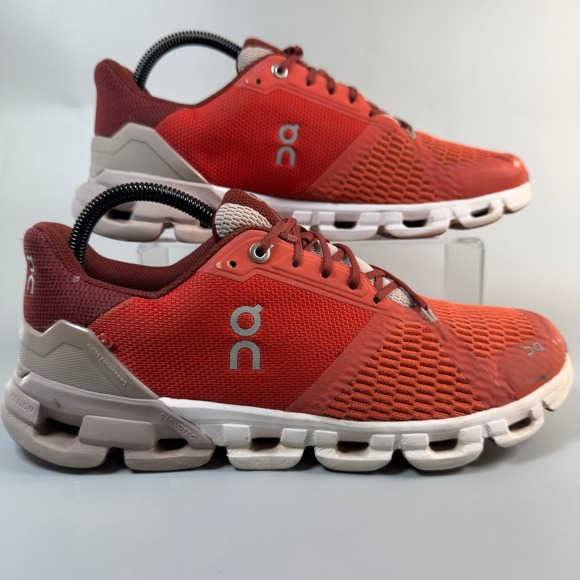 On Running Shoes - On Cloud OC Cloudflyer 3 Womens 10 Running Shoe Orange Red White Trainer Sneaker